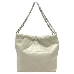 CHANEL AS3260 Chanel 22 Small Coco Mark Shoulder Bag, Silver Hardware, Calfsk...